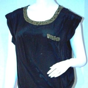 GREYLIN Front Knot Tie BLOUSE Rhinestone Pocket